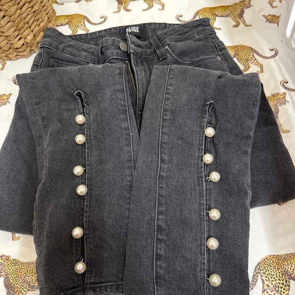 PAIGE Julia Jeans size 24 - black with pearl embellishments - Picture 2 of 5